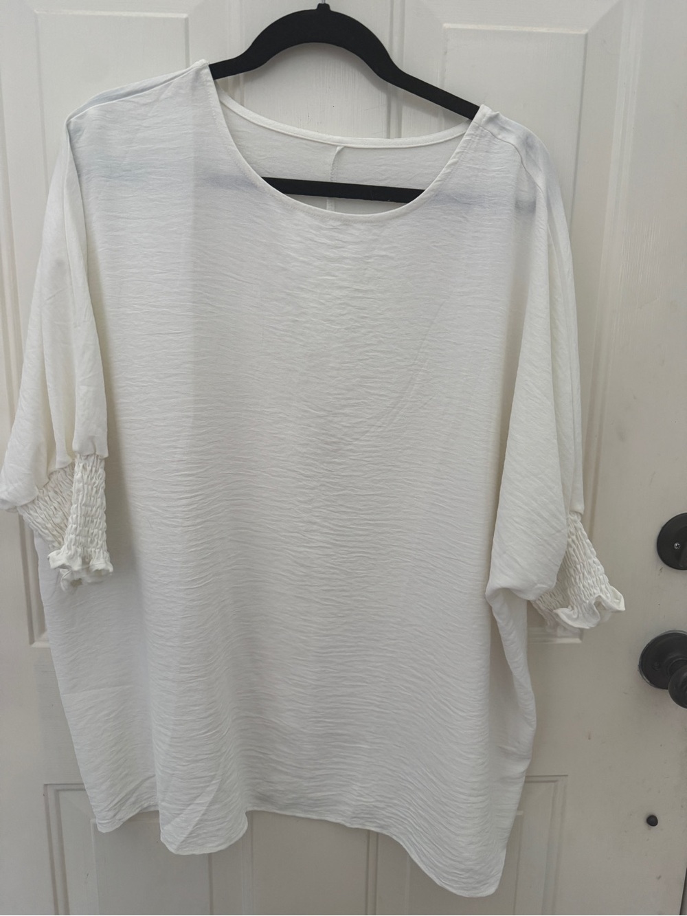 White Women's Smocked Sleeve Blouse
